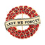 ANZAC LEST WE FORGET enamel poppy badge - Black, White, Silver or Gold