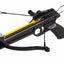 A black crossbow with a bright yellow central band, shown against a plain white background.