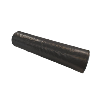 Roll of black plastic sheeting on a white background