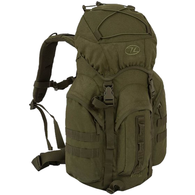 Green backpack with visible brand logo on a white background