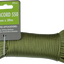 Green paracord with packaging labeled 'Paracord 550' on a white background