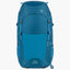 Blue backpack with visible branding on a white background