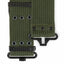 Green tactical strap with black hardware on a white background
