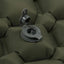 Gray valve on a green inflatable mattress
