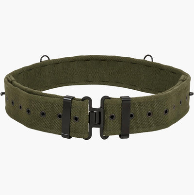 Green belt with a black buckle on a white background