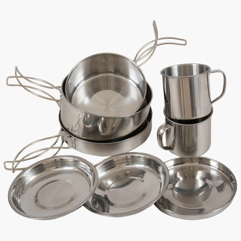 HIGHLANDER PEAK WEEKENDER STAINLESS STEEL CAMPING COOKWARE KIT