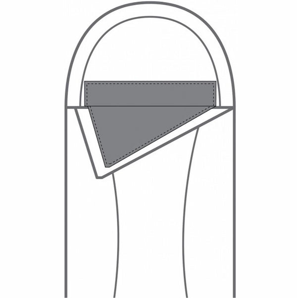 Outline of a handbag with a strap on a white background