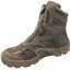 Brown tactical boot on a white background