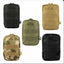 Five tactical pouches in different colors and patterns on a white background