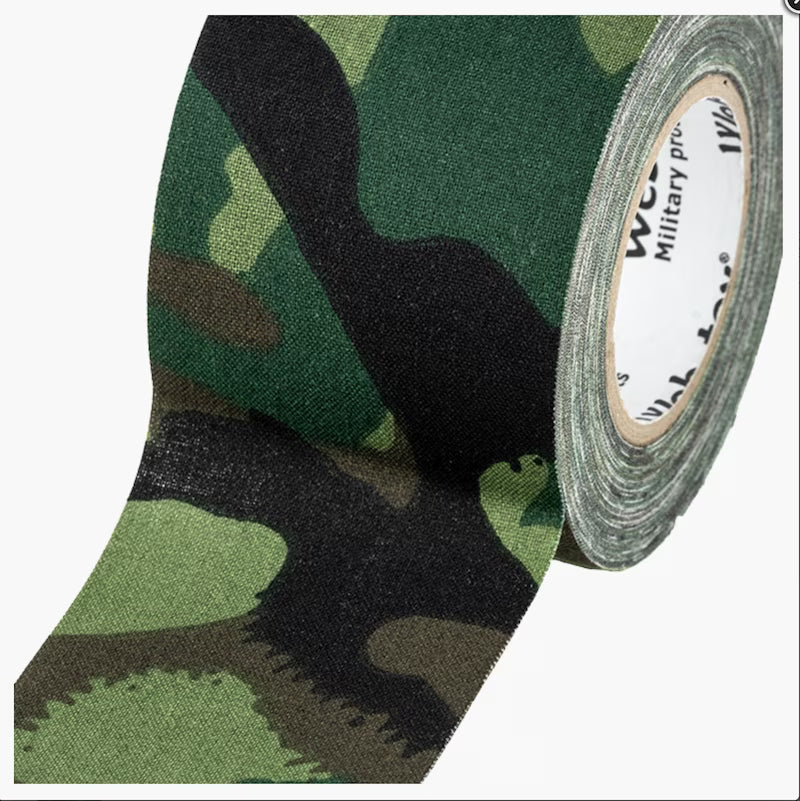 Roll of camouflage tape with visible brand logo on a white background