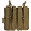 Brown tactical magazine pouch with multiple loops on a white background