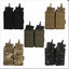 Set of tactical magazine pouches in various colors on a white background