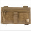 Brown tactical pouch with multiple pockets and a drawstring on a white background