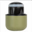 Green and black cylindrical container on a white background