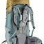 Hiking backpack with a tan top compartment on a white background
