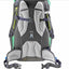 Gray hiking backpack with mesh back panel on a white background