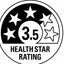 Health star rating system with 3.5 stars on a white background