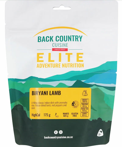 Back Country Cuisine Elite Adventure Nutrition package with mountain design