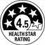 Health star rating system with 4.5 stars on a black background