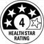 Four-star health rating emblem with the number 4 and 'HEALTH STAR RATING' text.