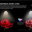 Comparison of high CRI and regular CRI LEDs on roses with text about Color Rendering Index.