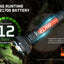 Flashlight with battery display and runtime information on a dark background