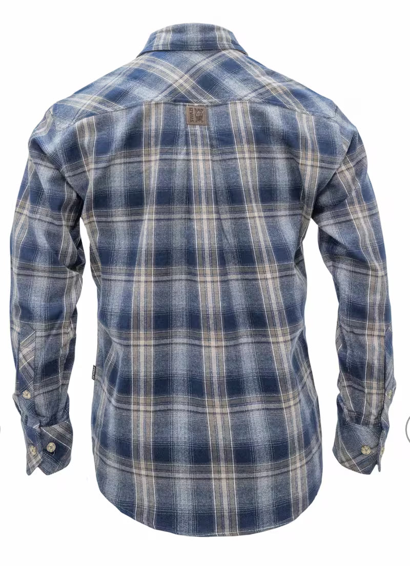 Blue plaid shirt on a white background