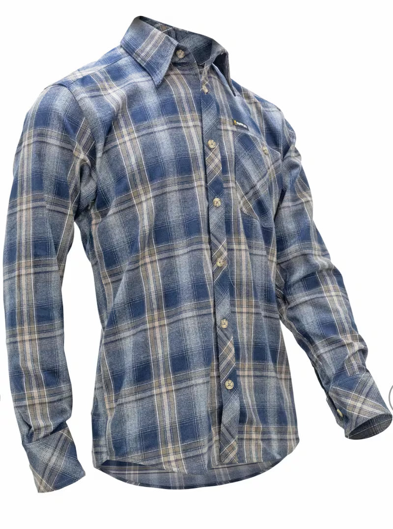 Blue plaid shirt on a white background