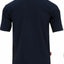 Navy blue polo shirt with a brand logo on the back, displayed against a white background.