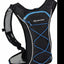 Black hydration vest with blue accents and Highlander logo on a white background