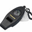 Black Coghlans whistle with compass and carabiner on a white background