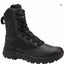 Black tactical boot on a white background