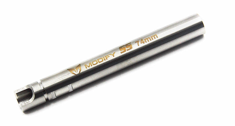 Metallic cylindrical object with 'Modify' branding on a white background