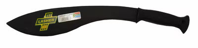 a black kukri knife wih plastc handle
