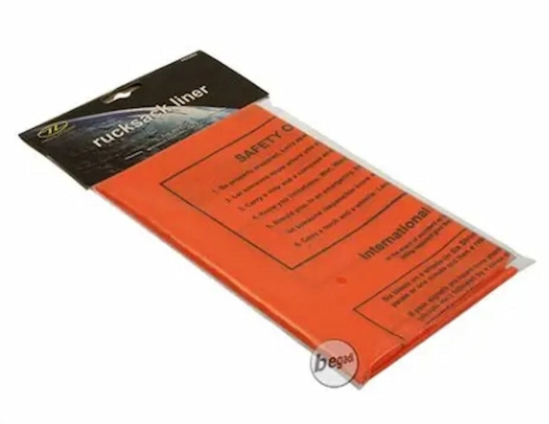 Orange safety label with black text and a visible brand logo on a white background