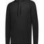 A black long-sleeve athletic pullover hoodie with a half-zip neckline, zippered chest pocket, and a subtle tonal logo on the left chest, displayed on a clean white background.