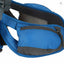 A blue and gray waist bag with a front zippered pocket and adjustable strap, shown on a plain white background.