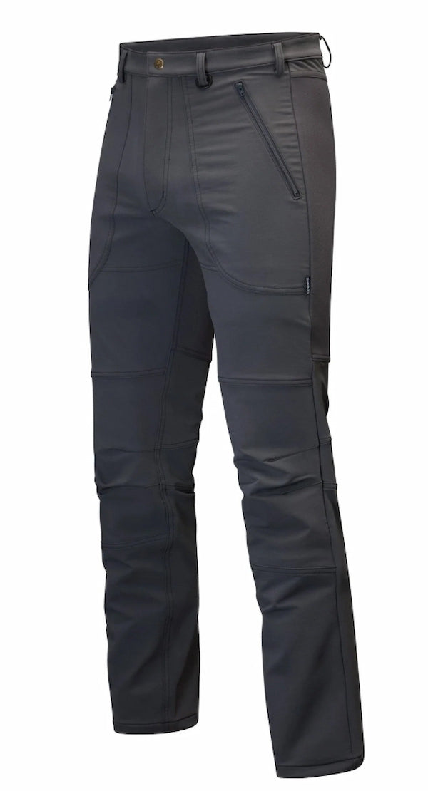 Dark gray pants with zippers on a white background