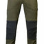 Green and navy hiking pants on a white background
