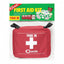 Red first aid kit with green and yellow Coghlans branding on a white background