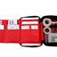 First aid kit with various supplies on a white background