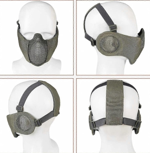 Tactical Airsoft Masks Metal Steel Net Mesh with Ear Protection