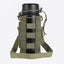 Black water bottle with green tactical holder on a white background