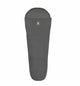 Dark gray sleeping bag with a brand logo on a white background