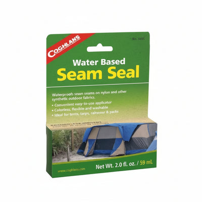 Coghlan's water-based seam seal packaging with a tent image on a white background