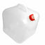 White plastic container with a red valve on a white background