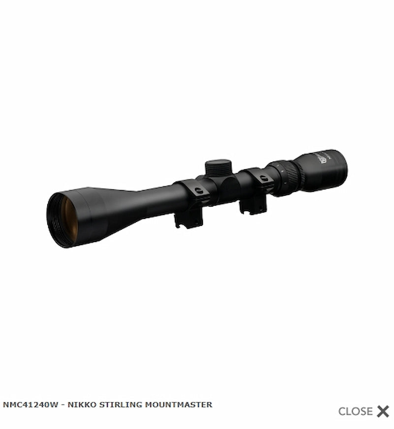 NIKKO STIRLING MOUNTMASTER 4-12 X 40 WITH 5/8 MOUNTS