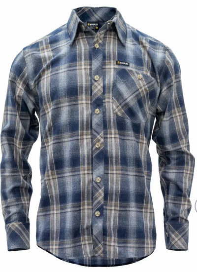 Blue and white plaid shirt on a white background