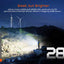 Person using a flashlight in a dark outdoor setting with wind turbines in the background, featuring the Sublite 2800 product.
