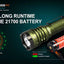 Acebeam Defender P17 flashlight with 21700 battery on a dark background